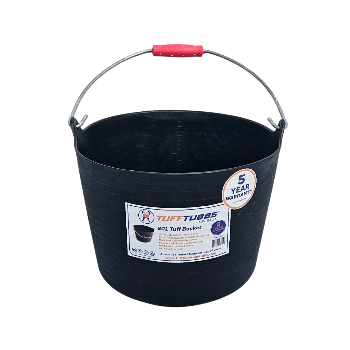 Tuff Tubbs FLexi Bucket with Red Handle 20L