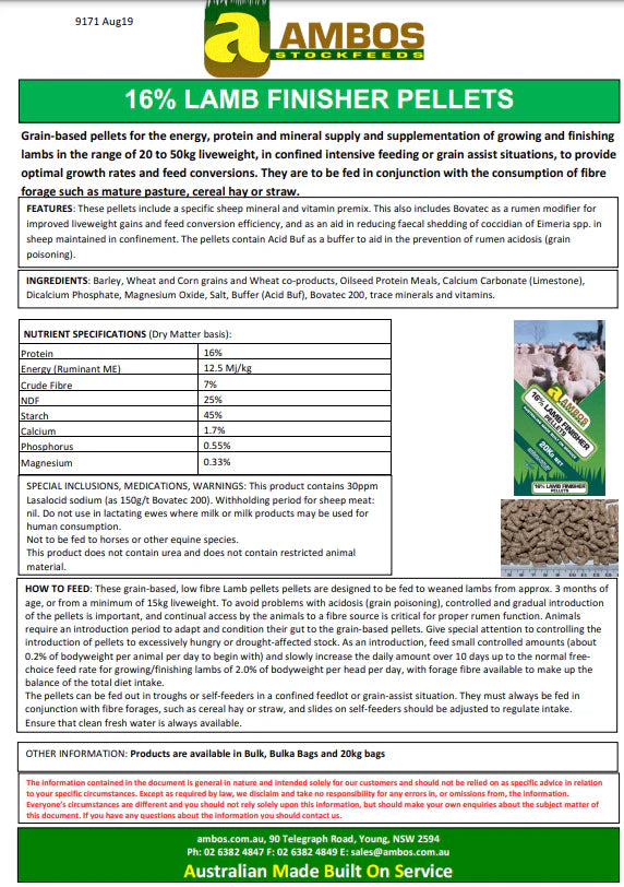 Ambos 16% Lamb Finisher Pellet