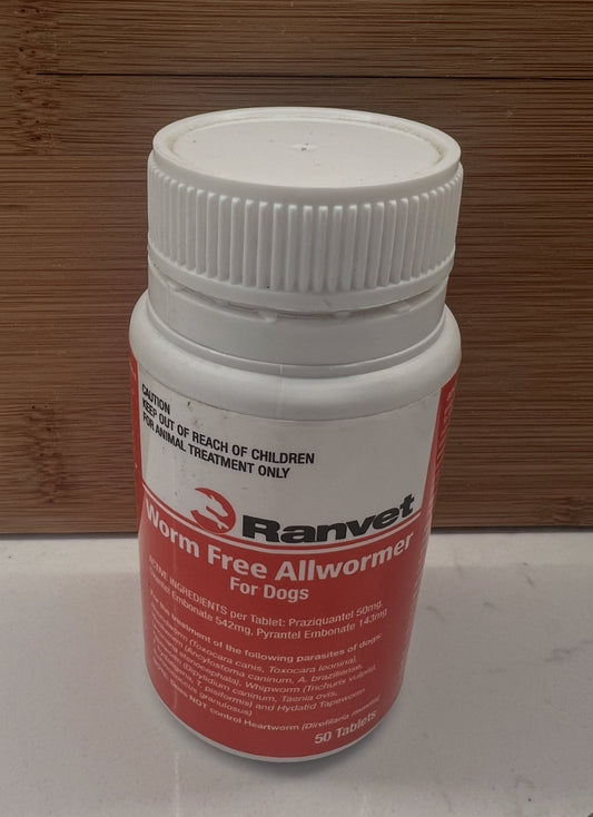 Ranvet Worm Free Allwormer for Dogs (10kg Tablets)