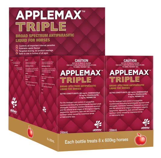 APPLEMAX Triple Broad Spectrum Antiparasitic Liquid Wormer for Horses 250ml